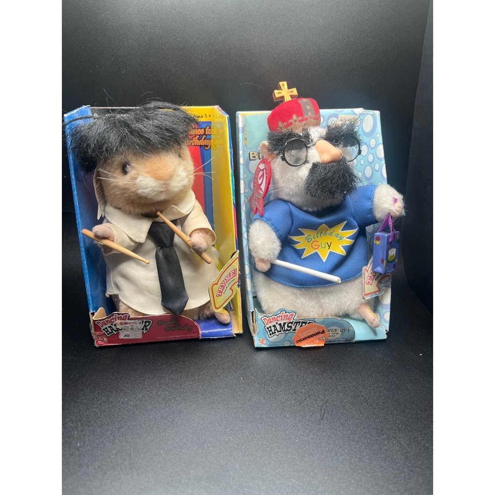 Vintage Dancing Hamster Lot Buddy Birthday & Birthday Guy Gemmy 2001 Y2K Toy